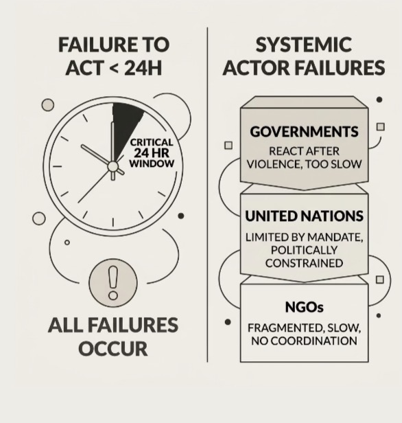Failure to act within 24 hours — systemic actor failures